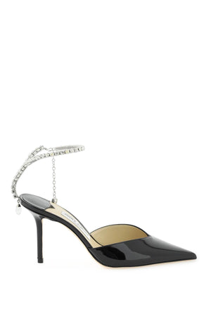 JIMMY CHOO Elegant Patent Pumps with Crystal Ankle Strap