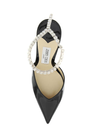 JIMMY CHOO Elegant Patent Pumps with Crystal Ankle Strap