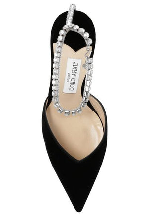 JIMMY CHOO Elegant Black Crystal-Ankle Pumps for Women SS24