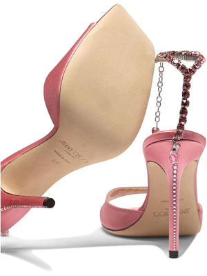 JIMMY CHOO Luxurious Satin and Leather Sandals for Women in Pretty Pink