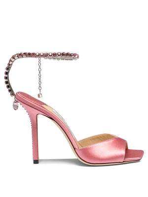 JIMMY CHOO Luxurious Satin and Leather Sandals for Women in Pretty Pink