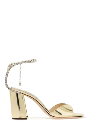 JIMMY CHOO Saeda 85 Metallic Leather Sandals