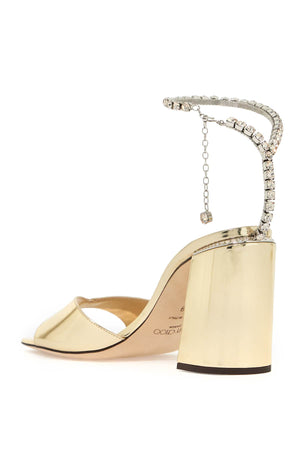 JIMMY CHOO Saeda 85 Metallic Leather Sandals