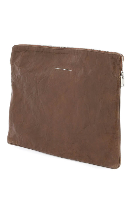 MM6 MAISON MARGIELA Crinkled Leather Document Holder Pouch Handbag for Women