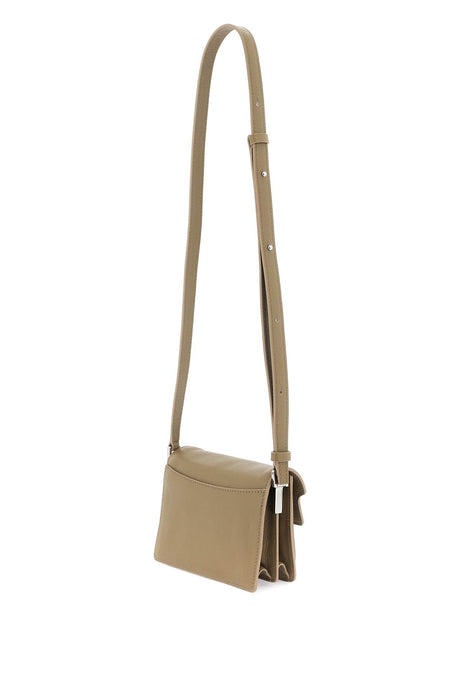 MARNI Mini Soft Trunk Tan Leather Shoulder Bag with Embroidered Logo and Silver Hardware