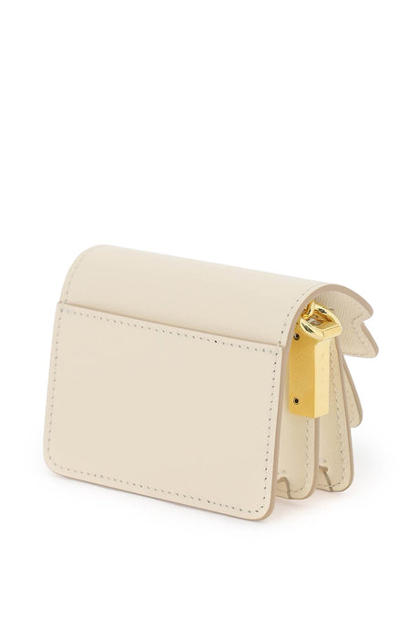MARNI Mini Trunk Nano Saffiano Leather Handbag with Gold Chain Strap - White