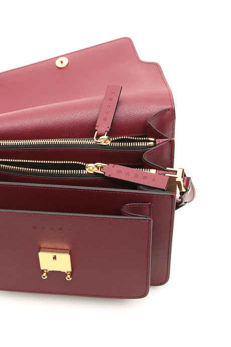 MARNI Multicolor Saffiano Leather Trunk Medium Crossbody Handbag with Gold-Tone Hardware