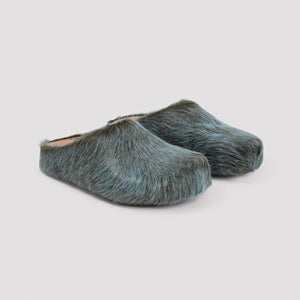 MARNI Men's Leather Fuzzbett Clogs