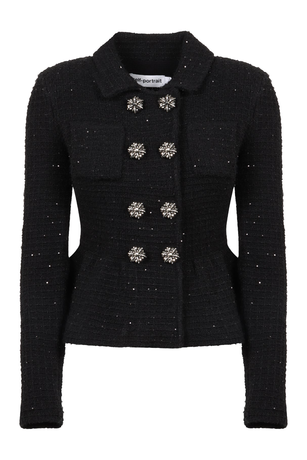 SELF-PORTRAIT Textured Knit Peplum Jacket - XS