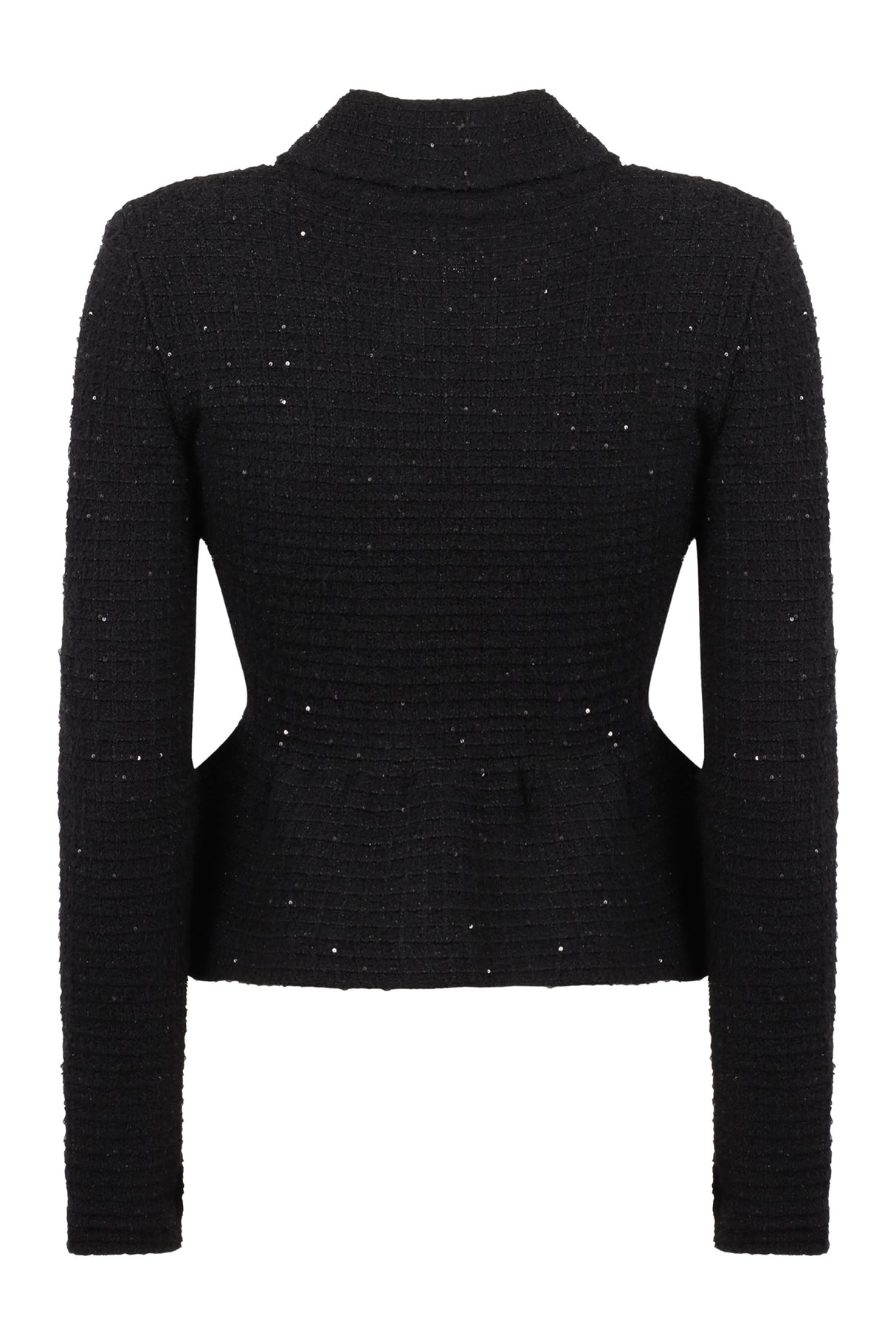 SELF-PORTRAIT Textured Knit Peplum Jacket - XS