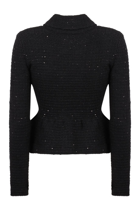 SELF-PORTRAIT Textured Knit Peplum Jacket - XS