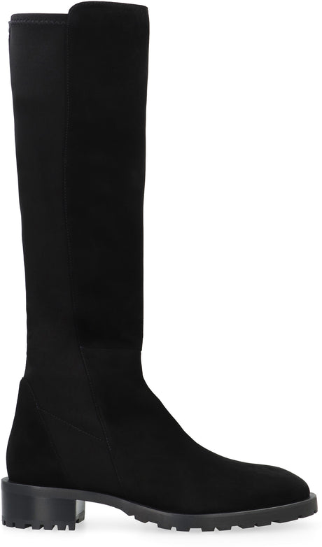 STUART WEITZMAN Black Leather and Stretch Fabric Boots for Women - FW23 Collection