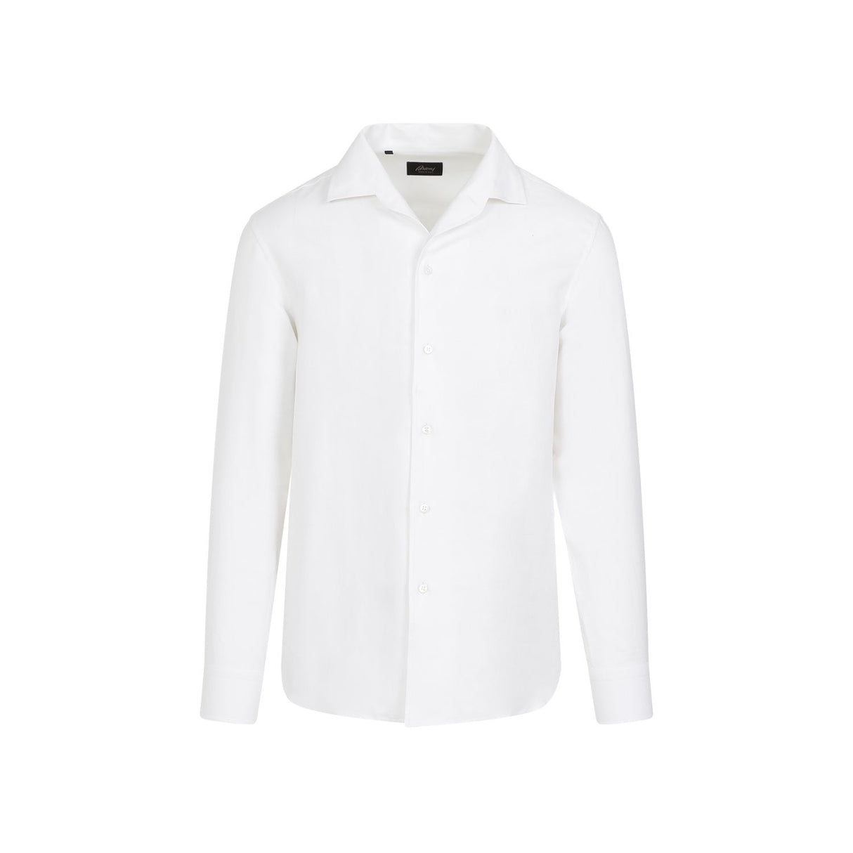 BRIONI Classic White Shirt with Cotton, Silk, and Linen Blend for Men