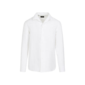 BRIONI Classic White Shirt with Cotton, Silk, and Linen Blend for Men