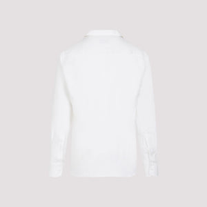 BRIONI Classic White Shirt with Cotton, Silk, and Linen Blend for Men