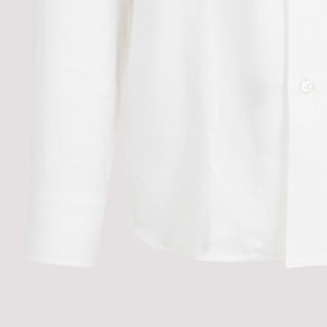 BRIONI Classic White Shirt with Cotton, Silk, and Linen Blend for Men