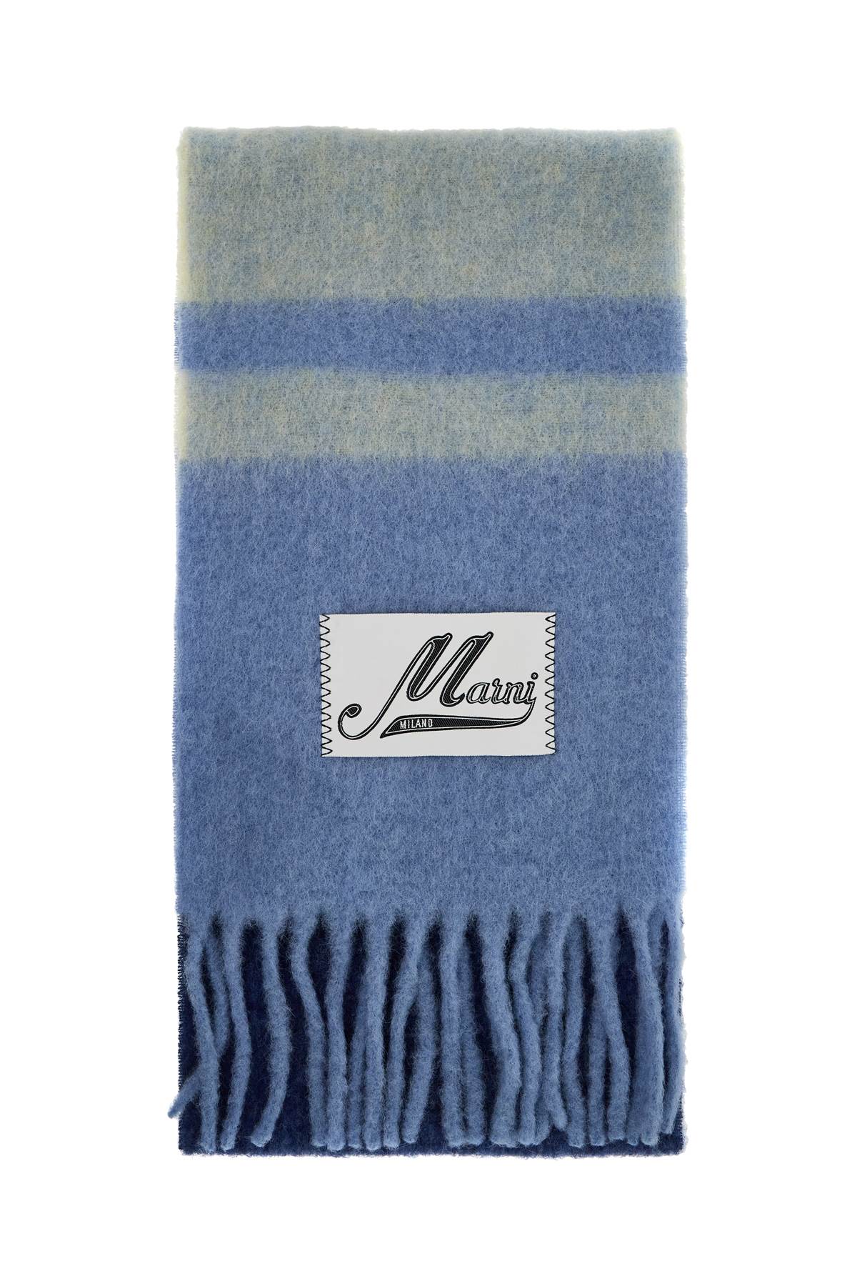 MARNI Elegant Striped Mohair Scarf with Fringes