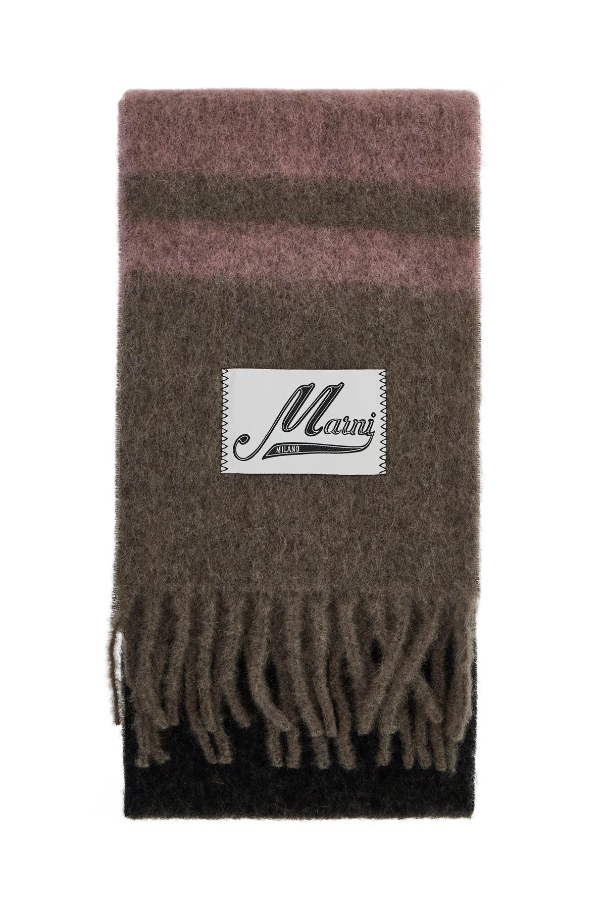 MARNI Elegant Striped Mohair Scarf with Fringes