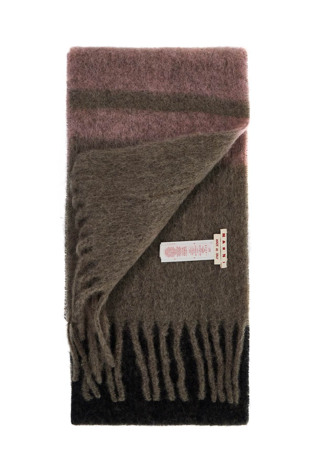 MARNI Elegant Striped Mohair Scarf with Fringes