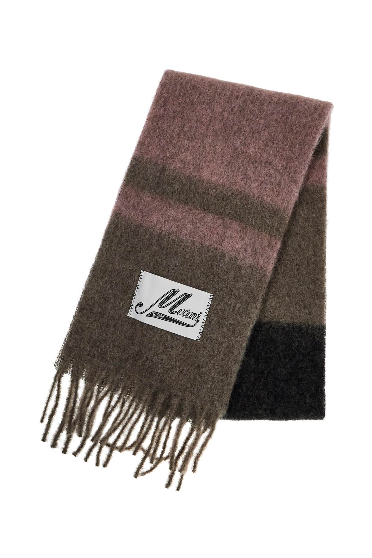 MARNI Elegant Striped Mohair Scarf with Fringes