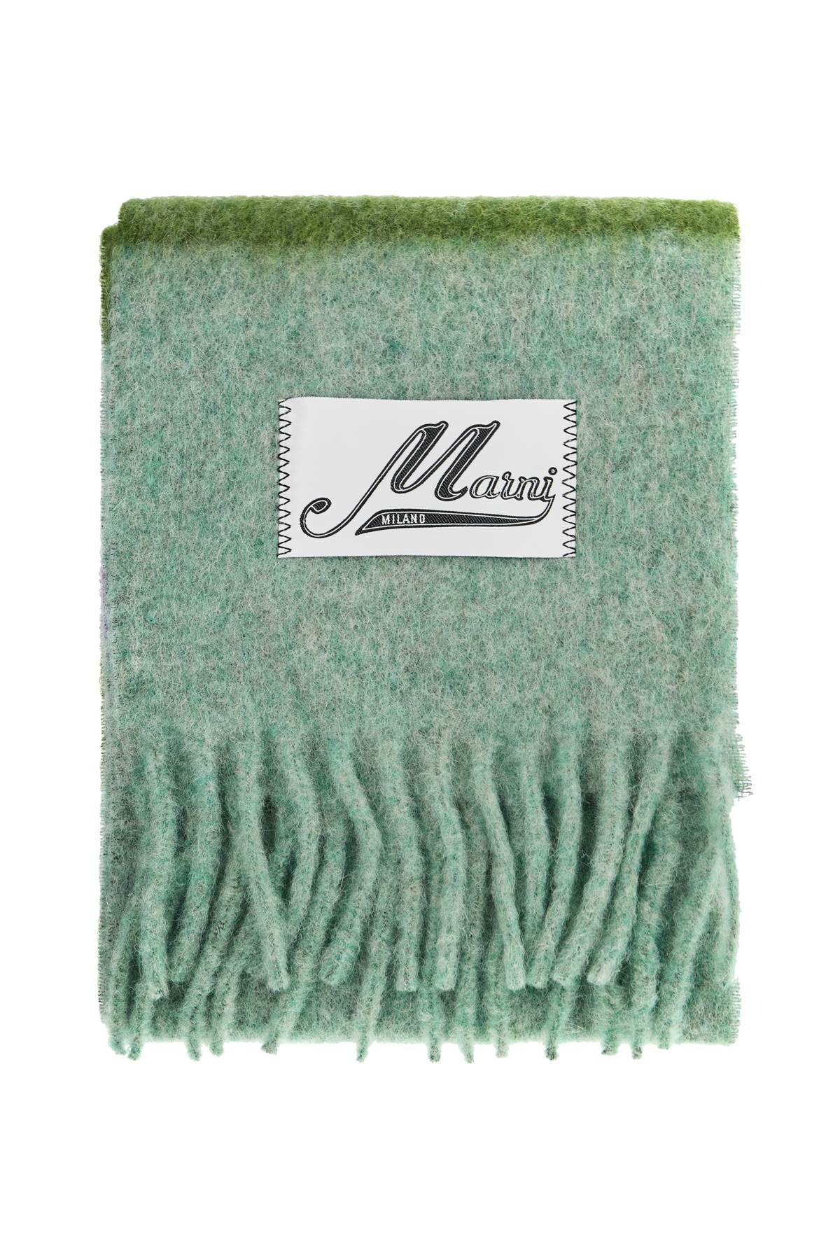 MARNI Elegant Striped Mohair Scarf with Fringes