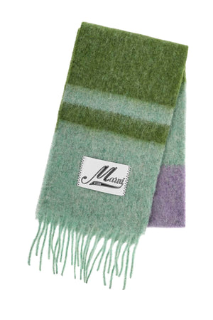 MARNI Elegant Striped Mohair Scarf with Fringes