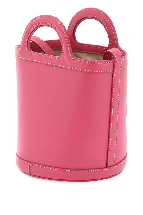 MARNI Mini Tropicalia Leather Bucket Bag with Removable Pouch in Pink