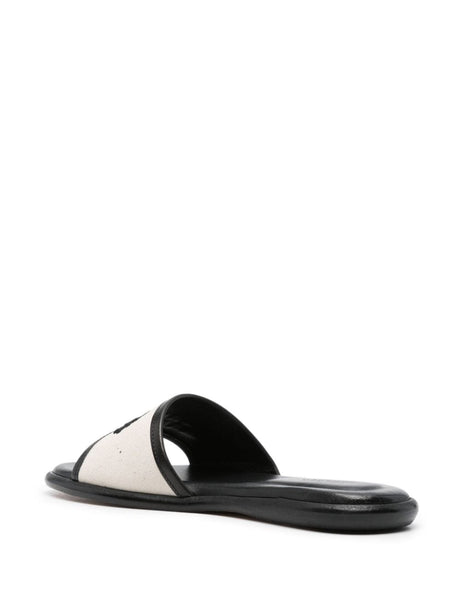 ISABEL MARANT Black Embroidered Logo Flat Sandals for Women