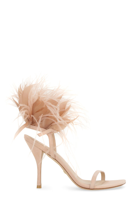 STUART WEITZMAN Pink Ostrich Feather Stiletto Sandals for Women - SS23 Collection