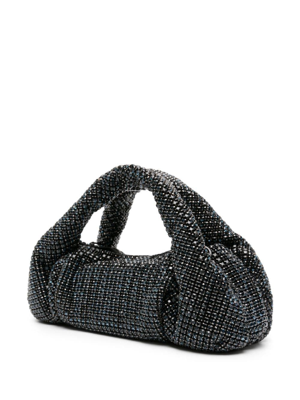 STUART WEITZMAN Mini Denim Crystal Mesh Shoulder Bag in Blue with Satin Lining – FW23 Collection