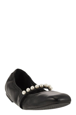 STUART WEITZMAN Classic Black Leather Ballet Flats for Women