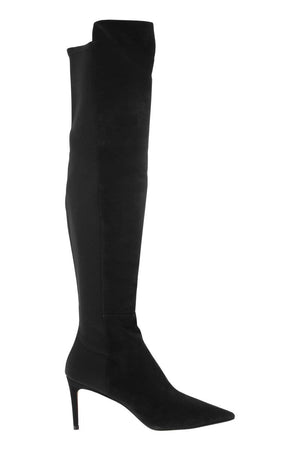 Dép cao gót tuyệt đẹp và sang trọng 75 Thigh-High Suede cho phụ nữ màu đen