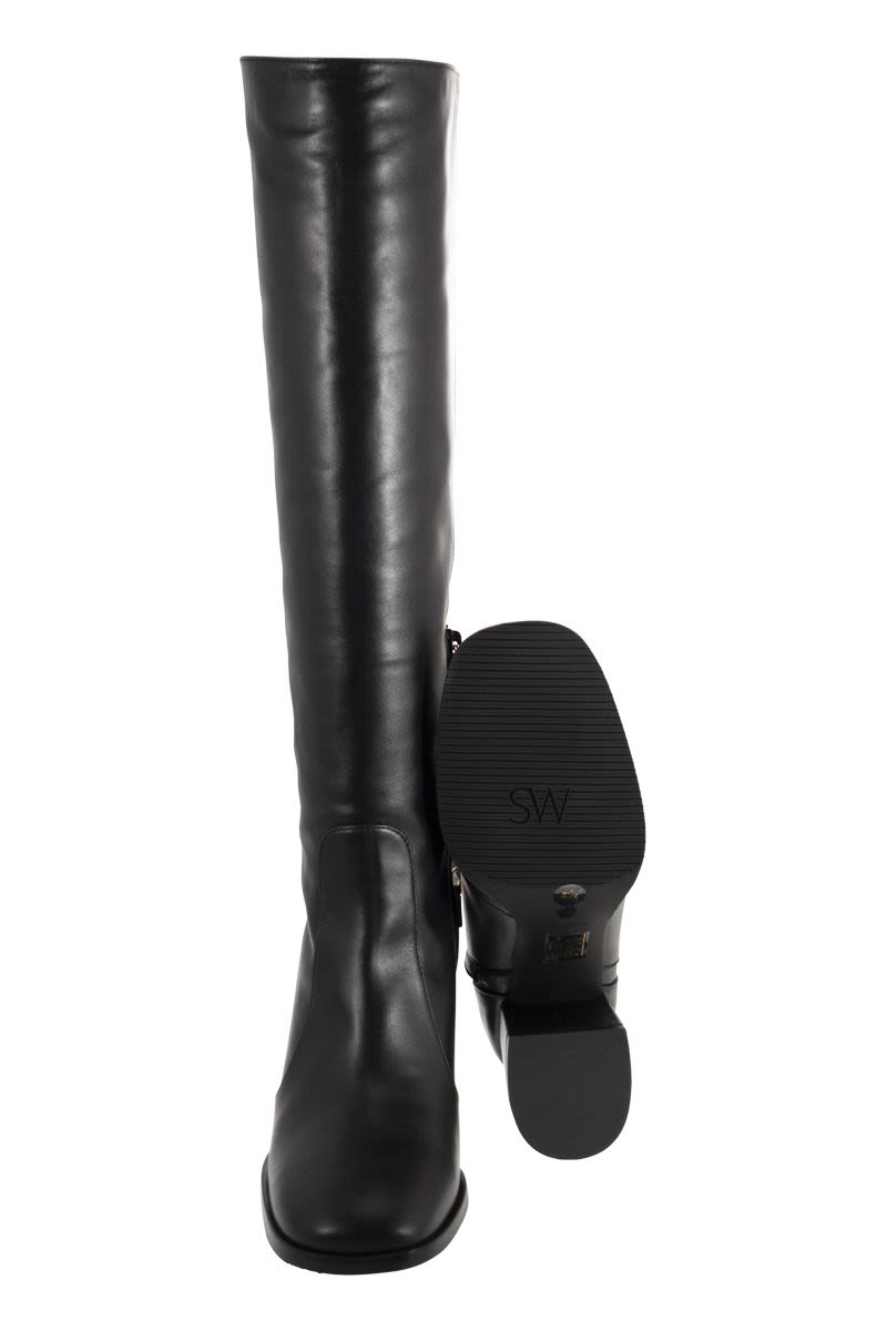 STUART WEITZMAN Brown Leather Raffia Knee-High Boots for Women