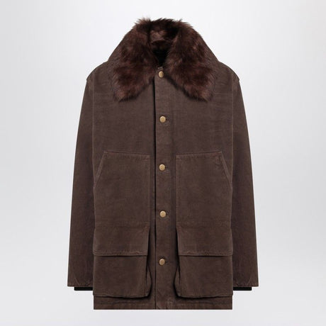 PRADA Cotton Jacket with Detachable Shearling Collar - SS25