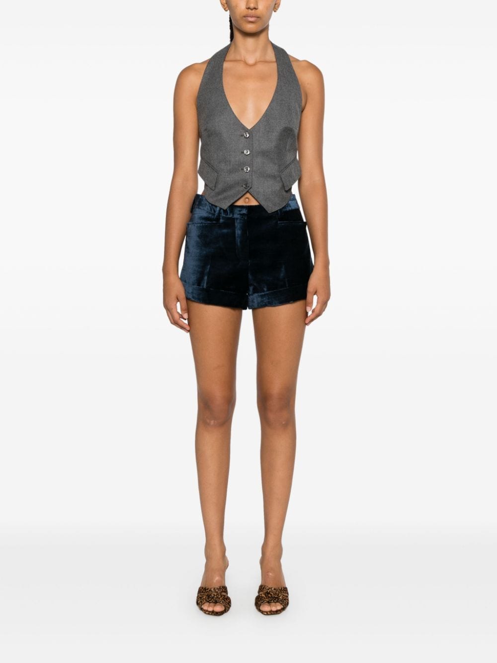 TOM FORD Midnight Blue Velvet Mini Shorts