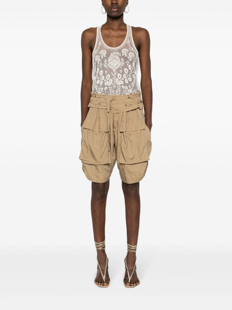 ISABEL MARANT Khaki Green Eyelet Cargo Shorts