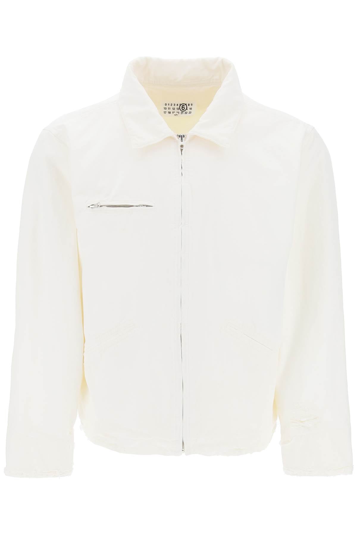 MM6 MAISON MARGIELA Distressed Cotton Short Jacket for Men in White - SS24 Collection