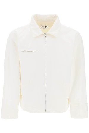 MM6 MAISON MARGIELA Distressed Cotton Short Jacket for Men in White - SS24 Collection