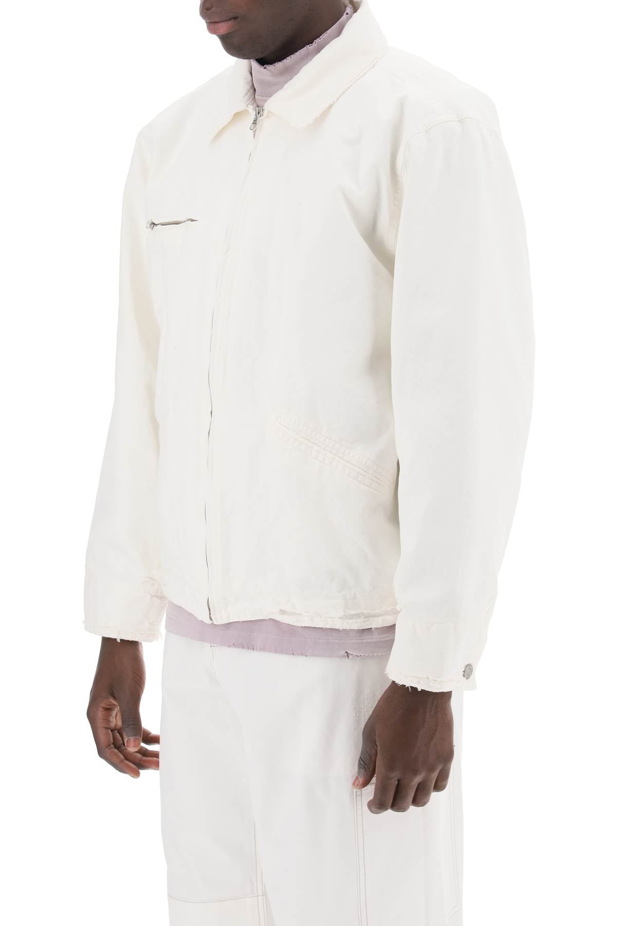 MM6 MAISON MARGIELA Distressed Cotton Short Jacket for Men in White - SS24 Collection