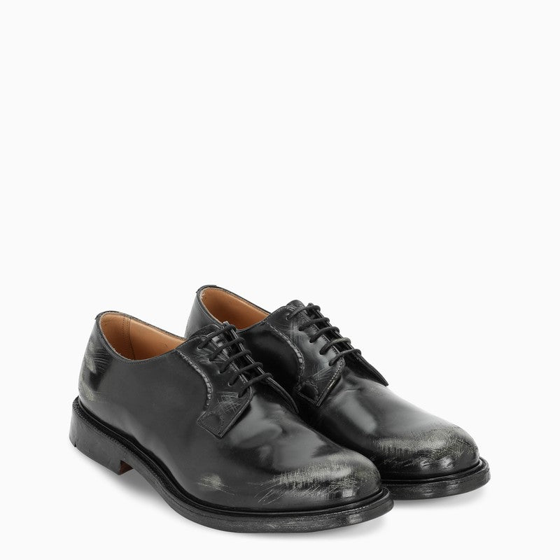 CHURCH'S Elegant Black Derby Dress Shoes with Vintage Finish