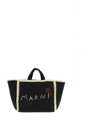 MARNI Medium Raffia Effect Tote Handbag