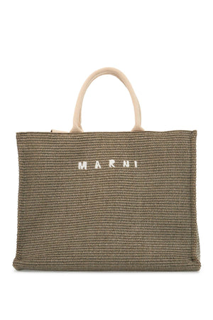 MARNI Large Raffia Effect Tote Handbag