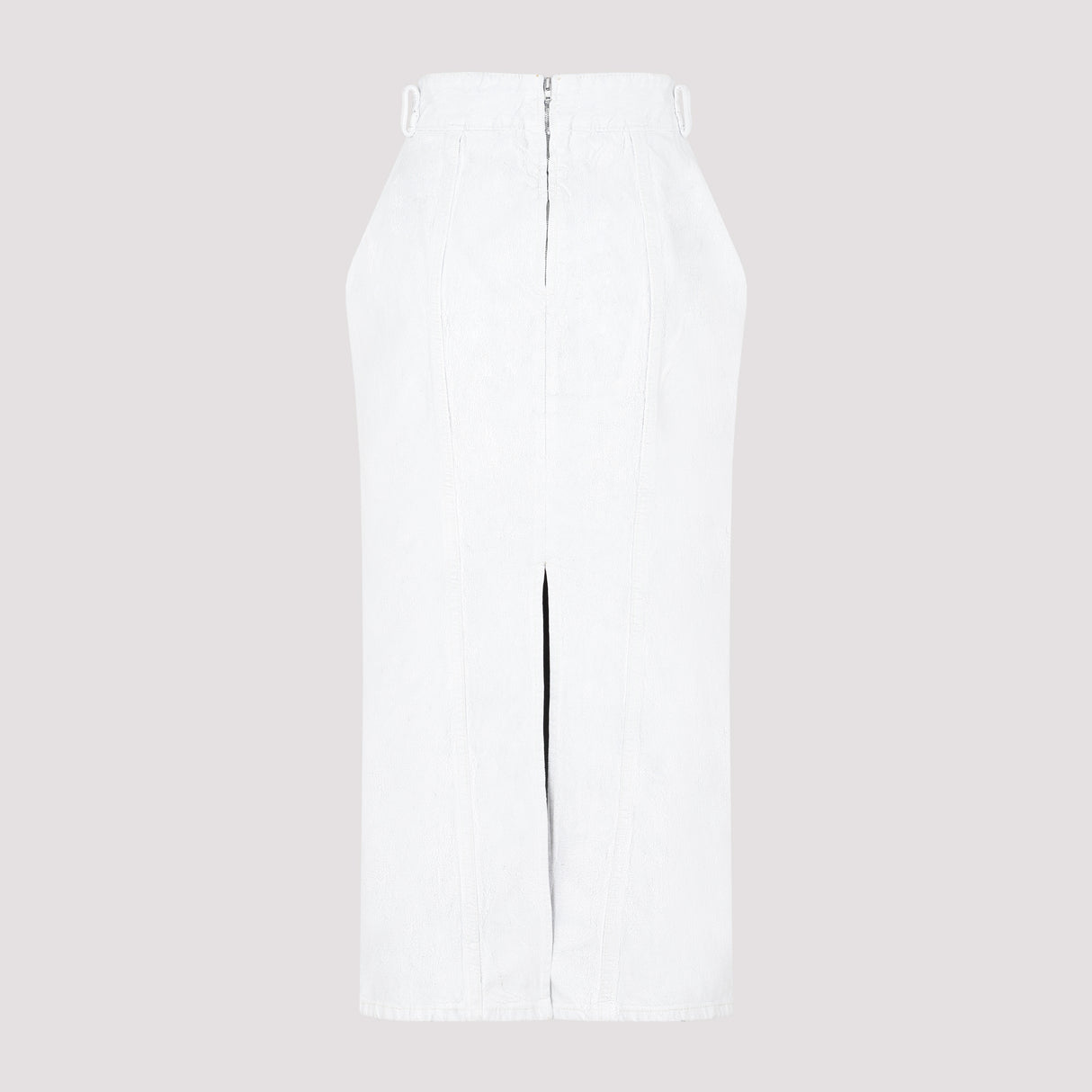 MAISON MARGIELA Crinkled Denim Midi Skirt with Hand-Painted Coating for Women - White