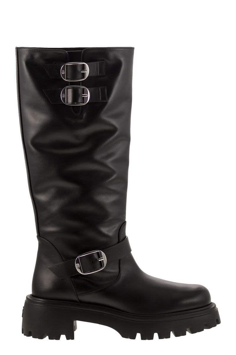 STUART WEITZMAN Emerson Moto Knee-High Leather Boot