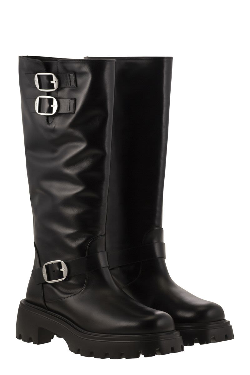 STUART WEITZMAN Emerson Moto Knee-High Leather Boot