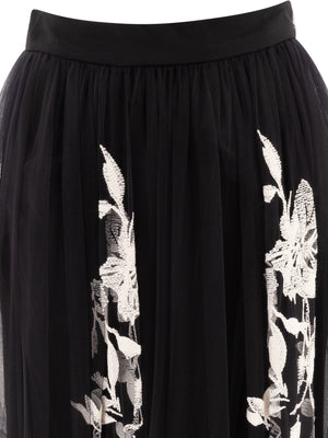 ELIE SAAB Tulle Embroidered A-Line Skirt