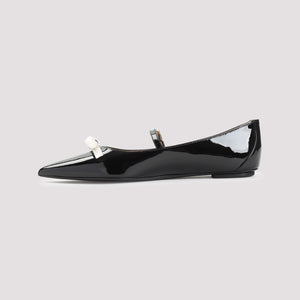 STUART WEITZMAN Felicity Bow Patent Leather Ballerinas