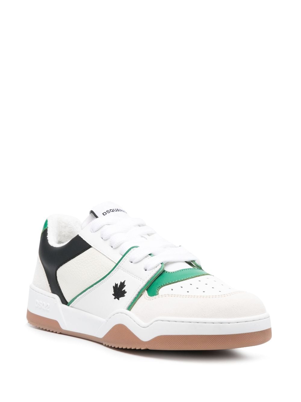 DSQUARED2 Urban Low-Top Leather Sneaker for Men - White, Black, and Green