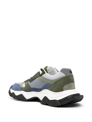 DSQUARED2 Triple Colour Panelled Sneakers in Luxe Shades of Grey, Blue, and Green - Men's Fashion Item FW23