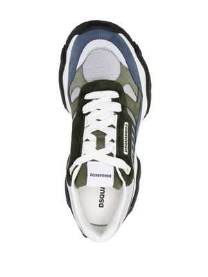 DSQUARED2 Triple Colour Panelled Sneakers in Luxe Shades of Grey, Blue, and Green - Men's Fashion Item FW23